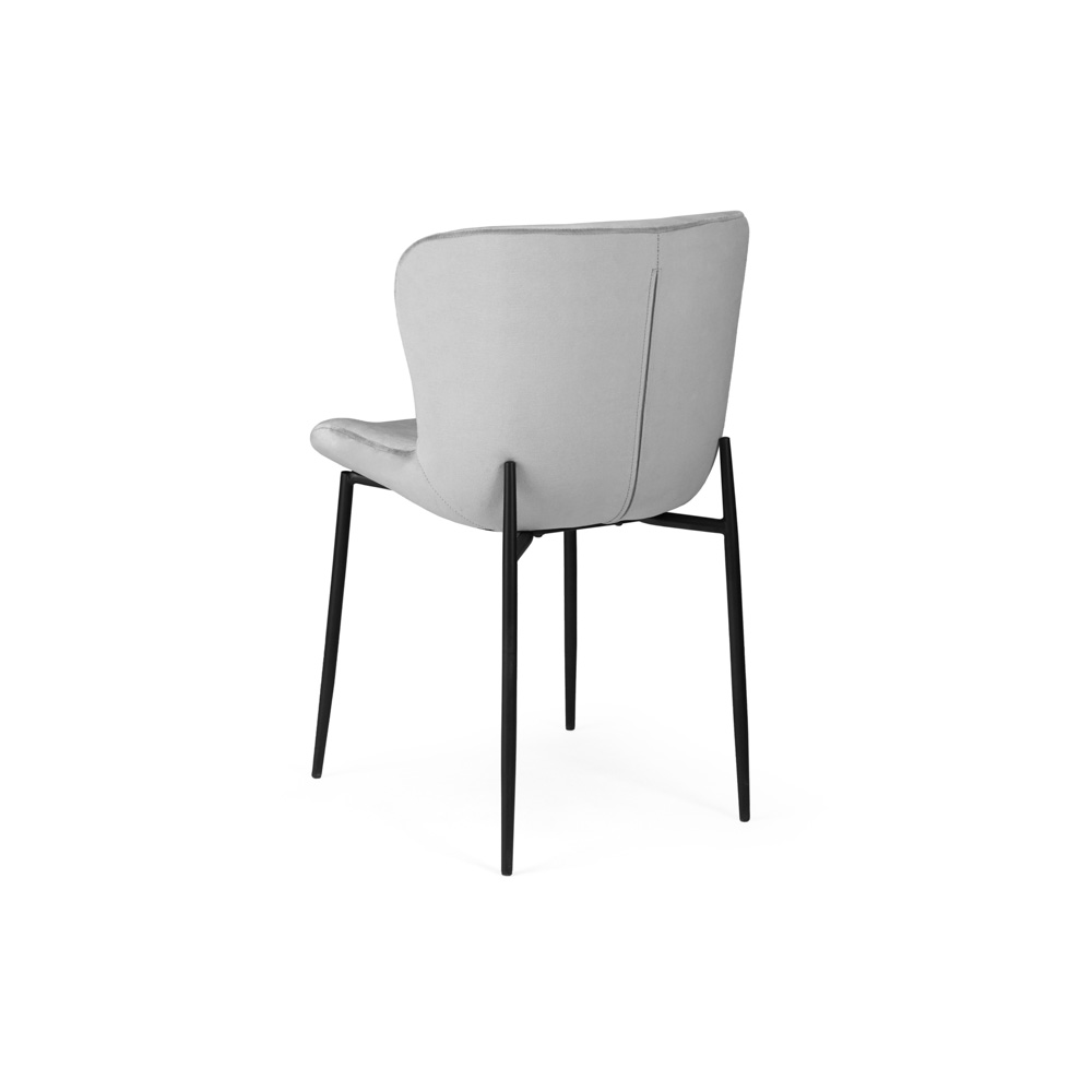 Malta Dining Chair: Grey Velvet with Black Legs
